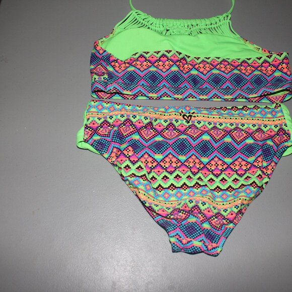 Multi Color 2 Pcs Justice Bikini Swimsuit Size 16 - Picture 5 of 10